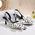 thumbnail image 4 of IWRICH Polka Dot Stilettos for Women Pointed Toe Slingback Pumps with Bow Elegant Wedding Party Casual Everyday Shoes White 9, 4 of 9