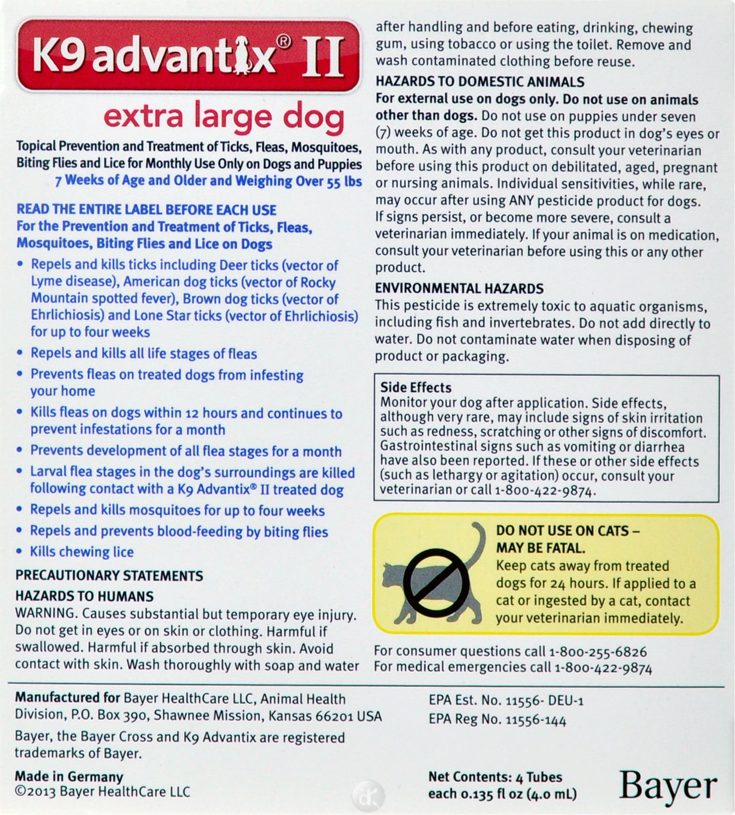 K9 Advantix II Flea And Tick Treatment Extra Large Dogs 4 Monthly 