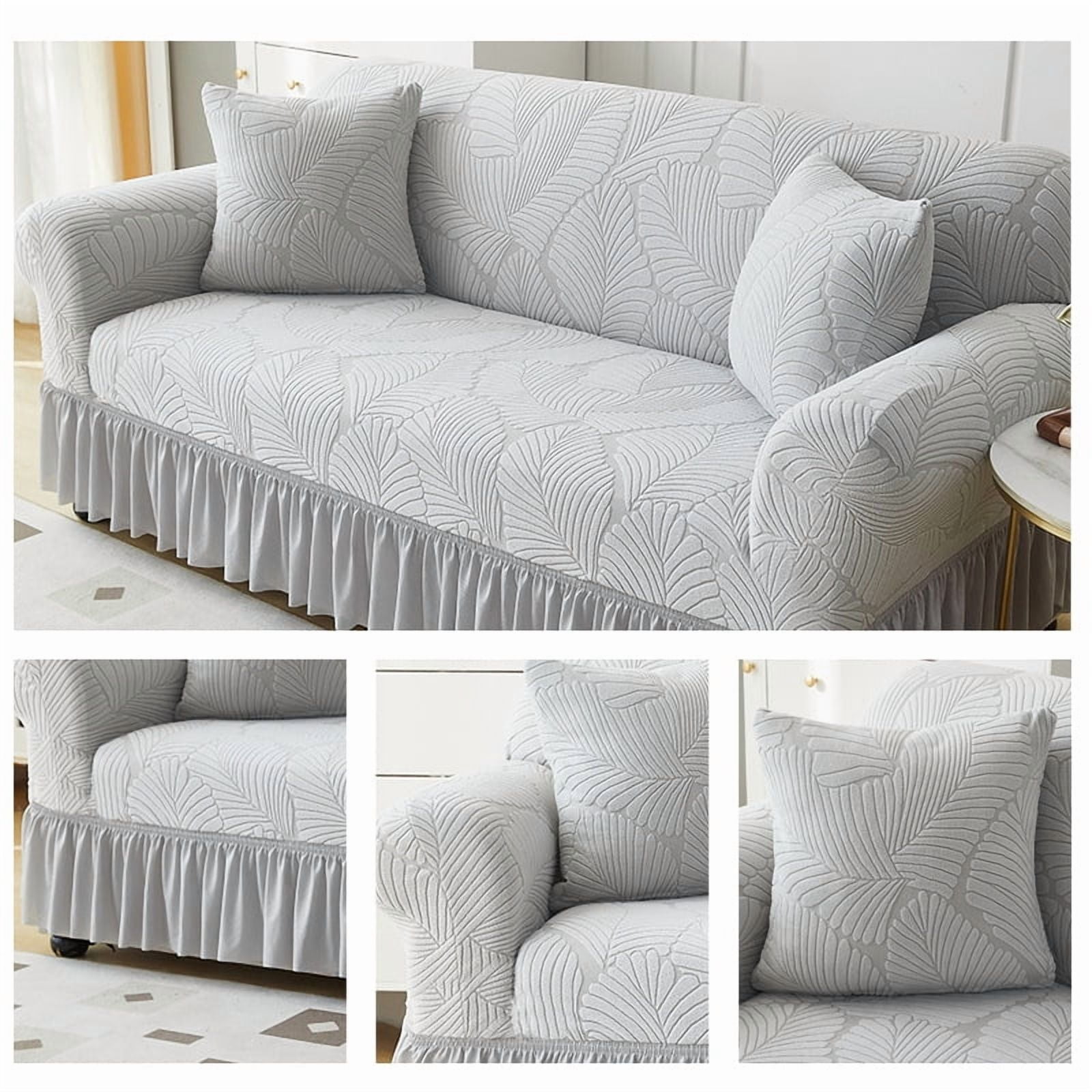 suxuMhao Skirt Style Sofa Cover for Couch, Stretch Sofa Covers Washable, Non Slip Scratch Resistant 2 Seater Couch Cover, Loveseat Size Slipcovers Fit 57-72.83 Inches, Light Blue,1 Piece, Style 1