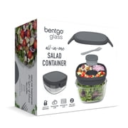 Bentgo All-in-One Glass Salad Container 5-Compartment Dark Gray 61 oz or 7.6Cups. (BGLASSAL-DG), Designed to Help with Packed Lunches and Daily Commutes