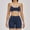 Navy, variant on PISONIC Workout Sets for Women 2 Piece Color Block Strappy Sports Bra High Waist Shorts Gym Yoga Pilates Outfits
