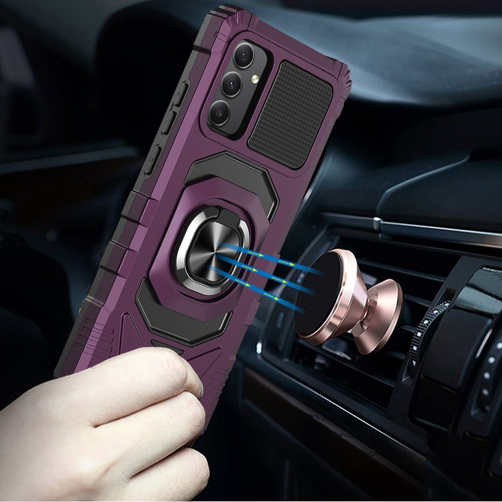 For TCL 50 XE 5G Hybrid Dual Layer with Rotate Magnetic Ring Stand Holder Kickstand, Rugged Shockproof Cover ,Xpm Phone Case [ Purple ]