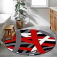 thumbnail image 3 of Small Round Rug 3Ft Washable Non-Slip, Red Black Geometric Circle Area Rugs for Living Room Bedroom, Modern Art Abstract Grey Line Indoor Floor Mats Carpet Runner for Home Decor, 3 of 8