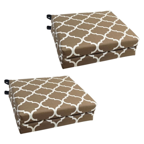 Blazing Needles 93454-4CH-OD-160 20 x 19 in. Patterned Outdoor Chair Cushions, Landview Mocha - Set of 4