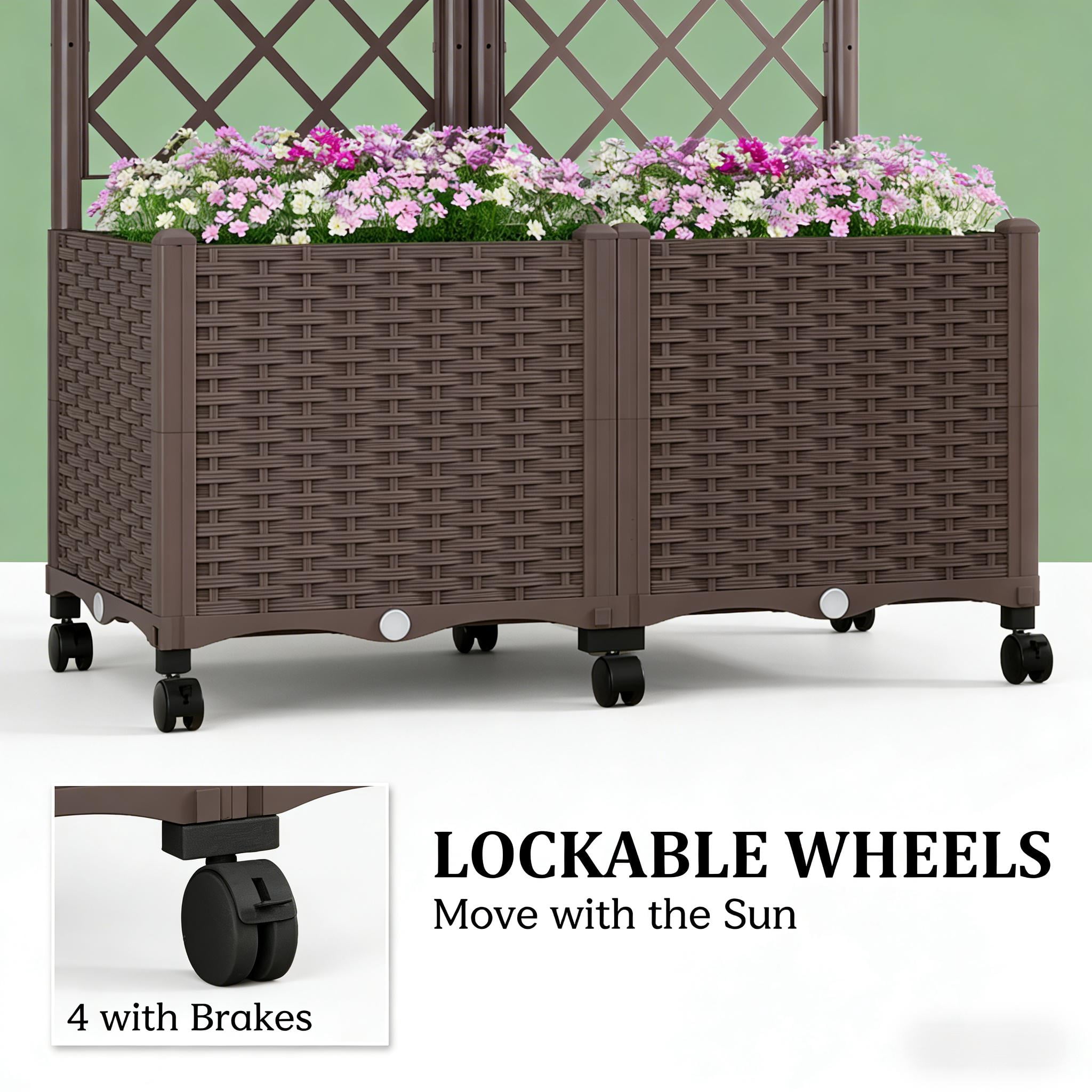 Outdoor Planter Box Mobile Raised Garden Bed
