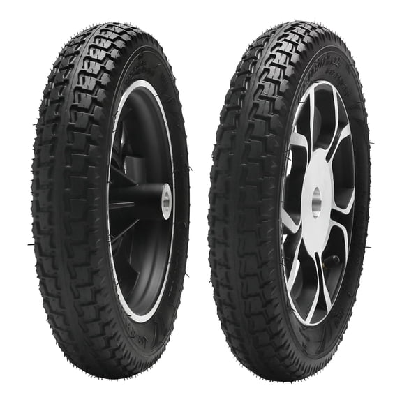 Pair 12 Inch Wheelchair Wheels Replacement 12 1/2 x 2 1/4" Transport Chair Rear Wheel Assembly, Solid Tire Back Wheel for Walkers Wheelchairs Replacement Parts, Transfer Chair Accessories 17mm