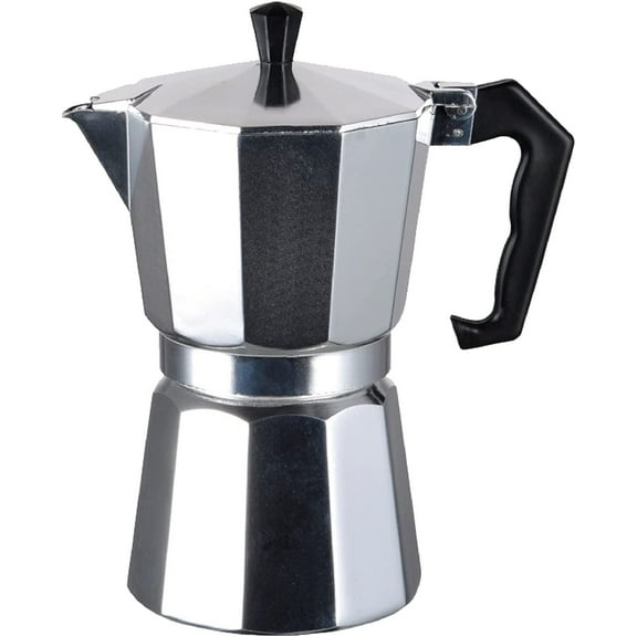 J&V TEXTILES Stovetop Espresso and Coffee Maker, Moka Pot for Classic Italian and Cuban Caf Brewing, Cafeteria, 3-Cup