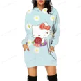 thumbnail image 4 of Sudadera de gran tamaño para mujer, con estampado de HELLO KITTY, cuello redondo, manga larga, estilo vintage, ropa informal para mujer, otoño y primavera, ajustada, 4 of 5