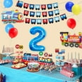 thumbnail image 3 of Chugga Chugga Two Two Party Decorations for 2 Years Old Boys, Railroad Train Crossing Theme Birthday Party Supplies - Chugga Chugga Two Two Banner, Cake Topper, Train Foil Balloons, 3 of 7