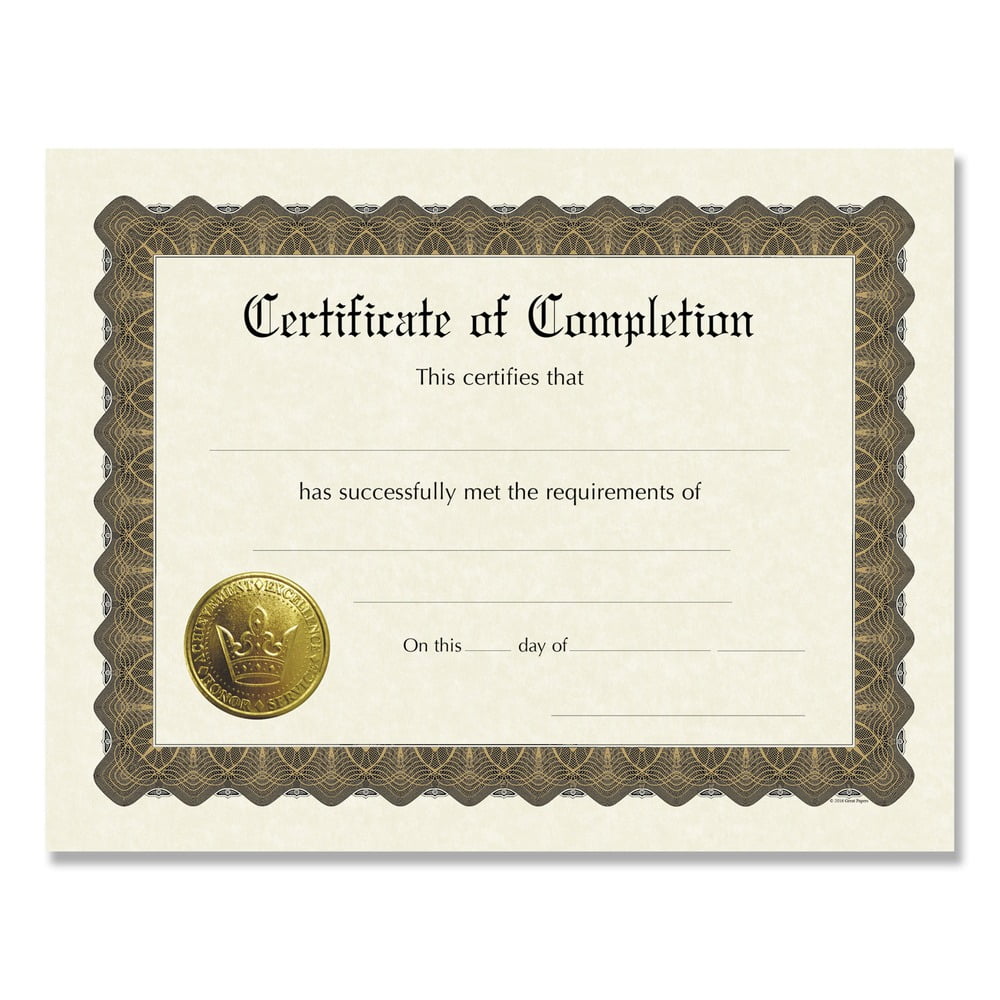 Great Papers Ivory Brown Certificate Paper with Gold Foil 11 x 8.5 inches 6 Sheets