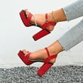 thumbnail image 6 of Xfvqtps Womens Rhinestone Sandals Chunky Heel Ankle Strap Party Shoes Comfortable Block Heel Evening Dressy Glam Slingback Pumps, 6 of 9