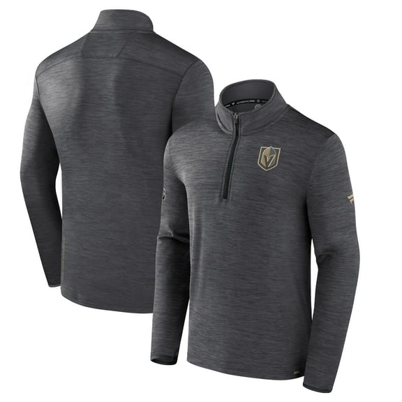 Men's Fanatics Heather Charcoal Vegas Golden Knights Authentic Pro Quarter-Zip Pullover Top