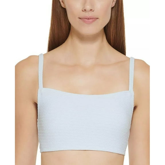 DKNY LIGHT BLUE Textured Bralette Bikini Swim Top, US 2X-Large