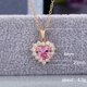 thumbnail image 5 of Collar de circonita cúbica en forma de corazón de diamante rosa sólido TUNC Sencillez, 5 of 5