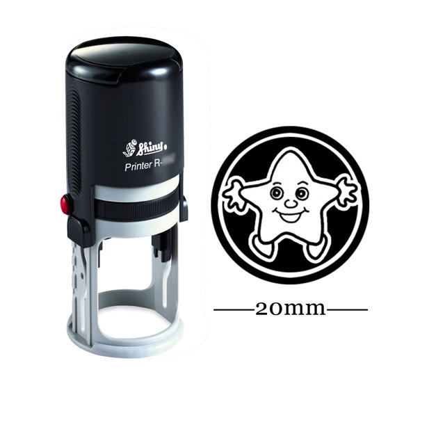 Round Self Inking Kids Teacher Stamp STAR Design Custom Shiny 20mm Rubber Stamp