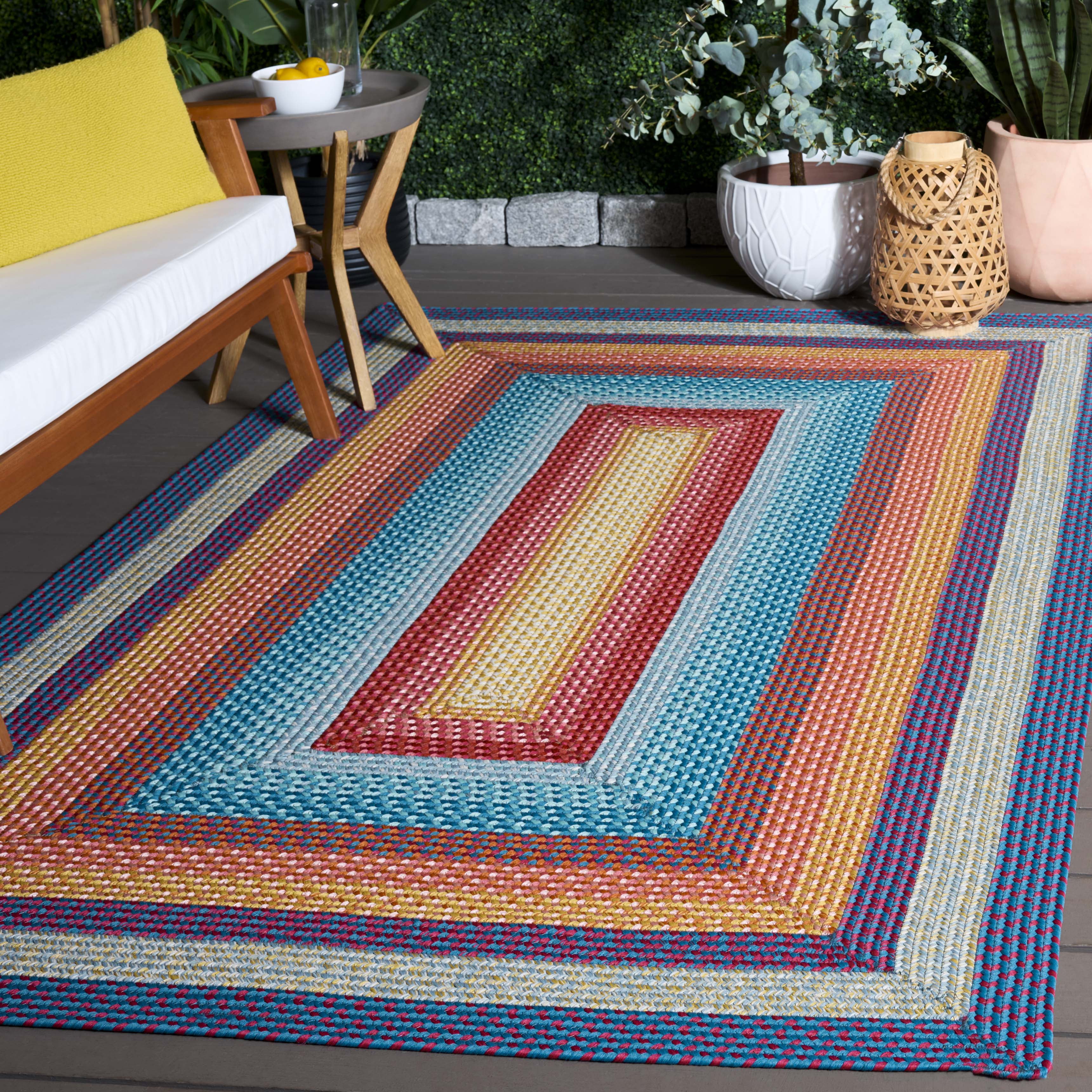 Safavieh Braided Ellen Bordered Machine Washable Reversible Area Rug, Red/Orange, 3' x 5'