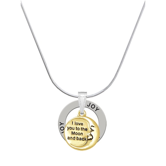 Delight Jewelry Goldtone I Love You to the Moon and Back Joy Ring Charm Necklace, 18"