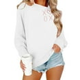thumbnail image 5 of Itsame Valentine's Sweatshirt Womens Long Sleeve T-Shirts Loose Crew Neck Tops White Size M, 5 of 9