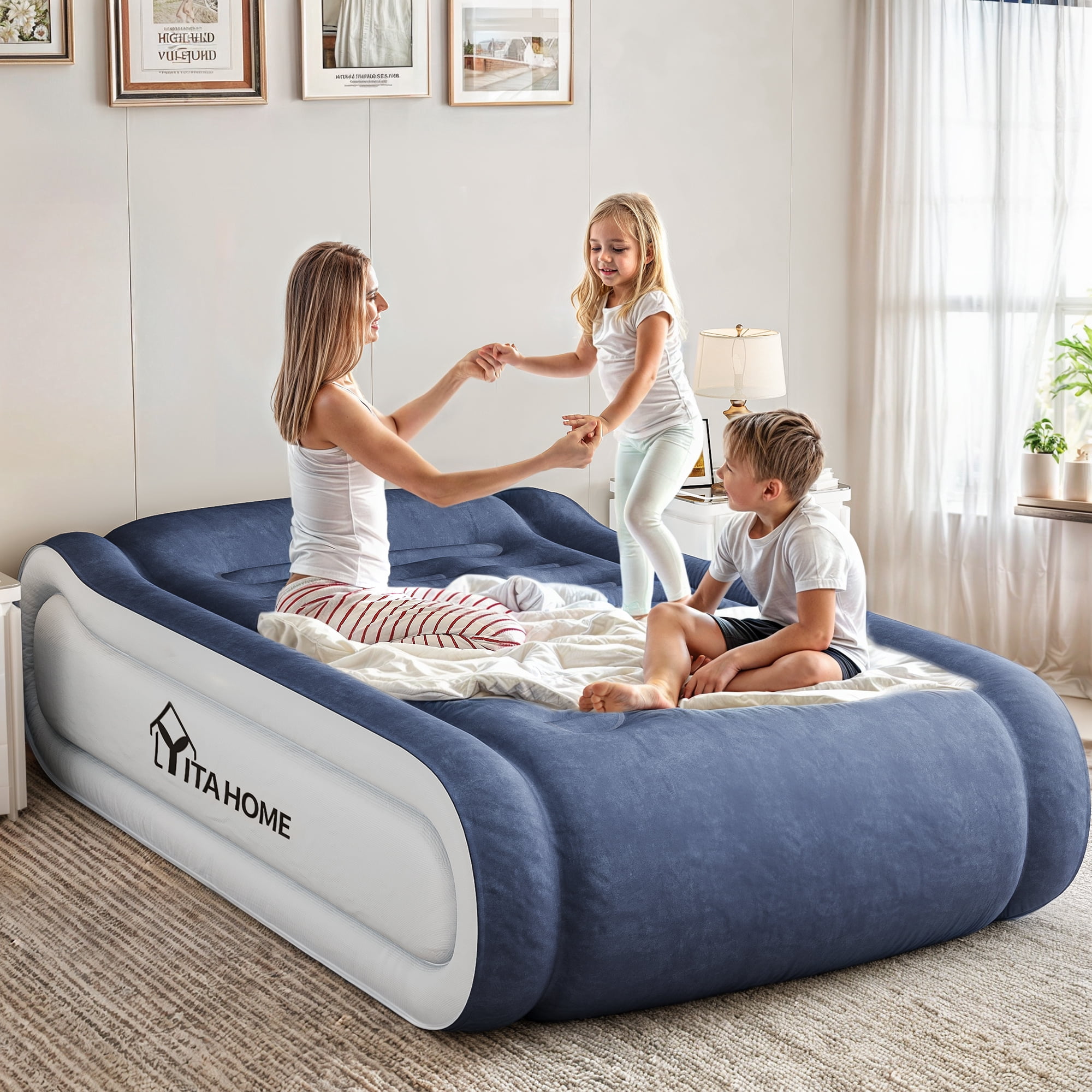 Uforic Twin Air Mattress with Plush Velvet Top, Supportive Ergonomic Design, Built-in Pillow, Emergency Repair Kit, and Quick Inflation & Deflation