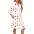 thumbnail image 3 of DreamFish Women's Floral Knit Bathrobe Soft Kimono Style Robe Knee Length Sleepwear with Pockets 3/4 Sleeves, 3 of 6