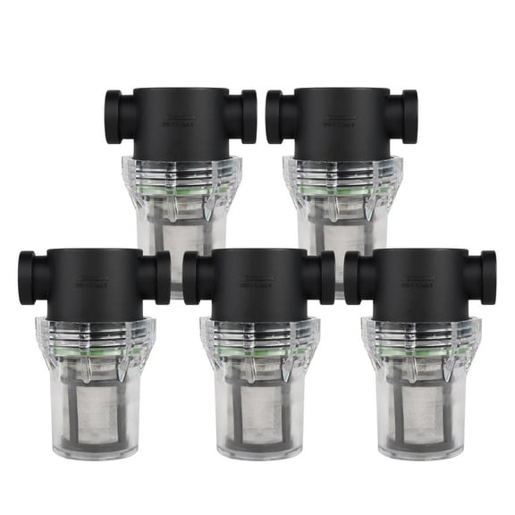 SEAFLO 1/2" Female NPT in-Line Strainer with 100 Mesh Stainless Steel Filter Screen – Clear Bowl for Easy Cleaning | Model SF-ST-12 (5-Pack)