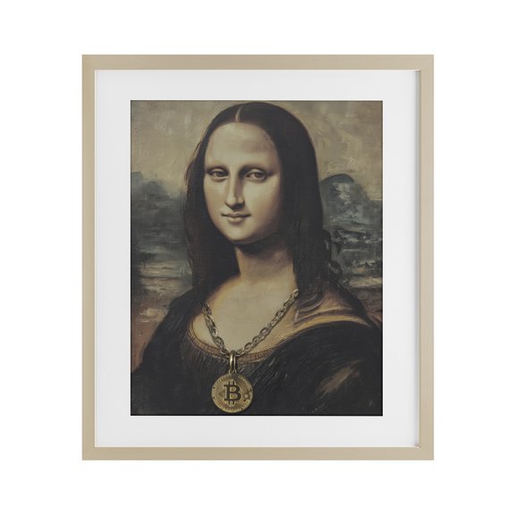 Stupell Industries Iconic Bitcoin Smile Classic Birch Framed Print Under Glass, design by Svetlana Aleynikova