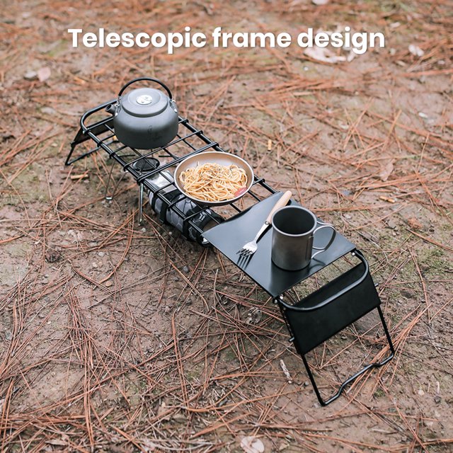 LJNYFDC Telescopic Frame Outdoor Table Retractable Outdoor Grid Table Portable Mini Stove Rack Bracket Adjustable Height Camping Table Outdoor Camping BBQ Accessories