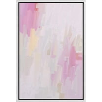 IDEA4WALL Framed Canvas Print Pastel Pink, Purple & White Color Field Abstract Wall Art Modern Artwork Decor Bohemian Colorful Relax/Zen for Living Room, Bedroom - White 16"x24"