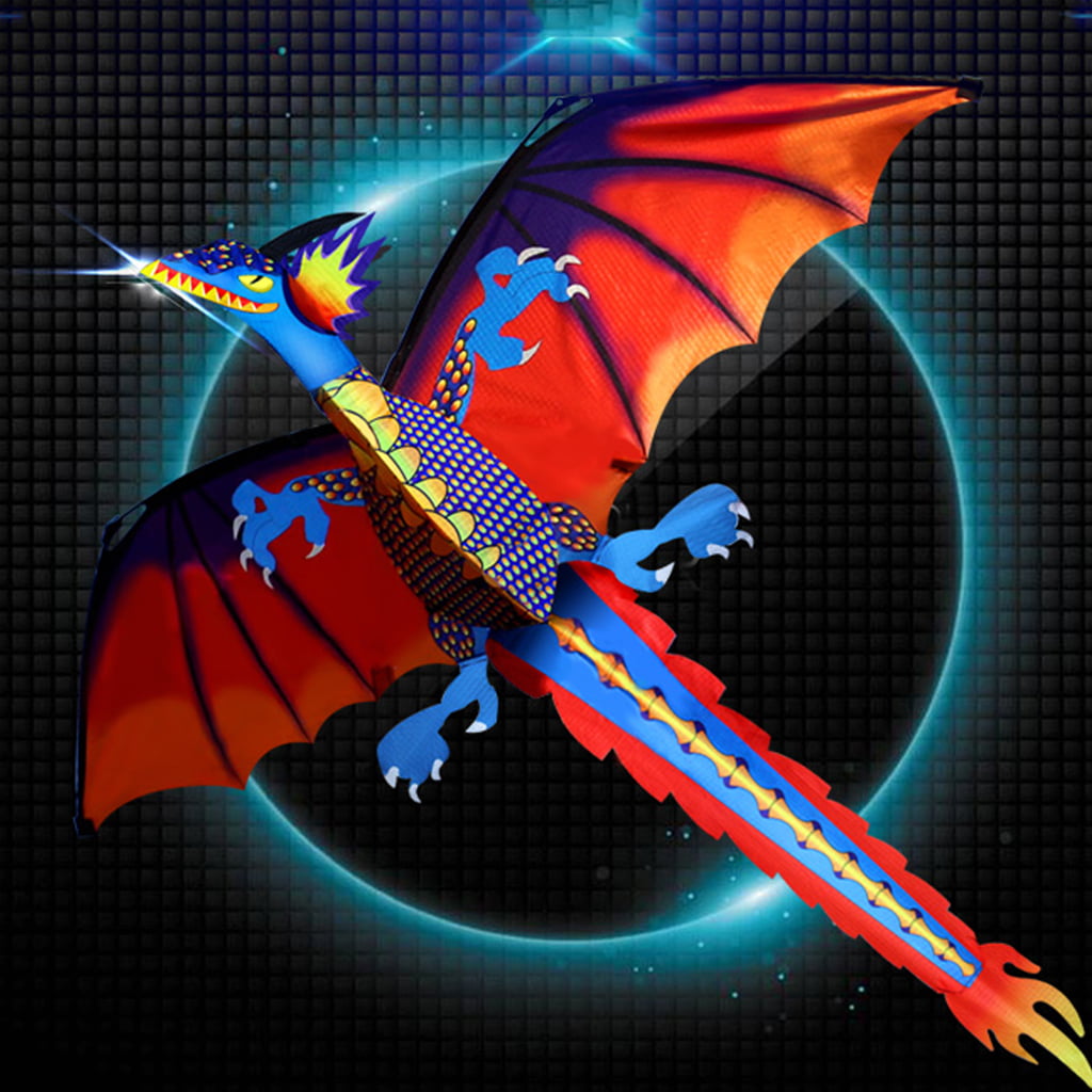 HOT 3D Dragon Kite With Tail Kites For Adult Kites Flying Outdoor 100m Kite Line 