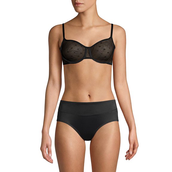 DKNY womens Monogram Mesh Unlined Demi Bra, 34B