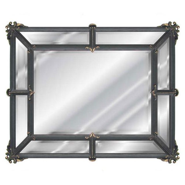 Hickory Manor House 8041V BGS Colonial Mirror- Black-Gold-Silver