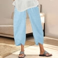 thumbnail image 6 of Capri Pants for Women,Women's Vintage Wide Leg Pants Striped Harem Pants Summer Elastic Waist Capris Casual Lightweight Baggy Cropped Pants, 6 of 6