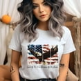 thumbnail image 2 of Patriotic Eagle American Flag Graphic T-Shirt | Land of the Free Quote Tee, Sport Grey, Size M, 2 of 6