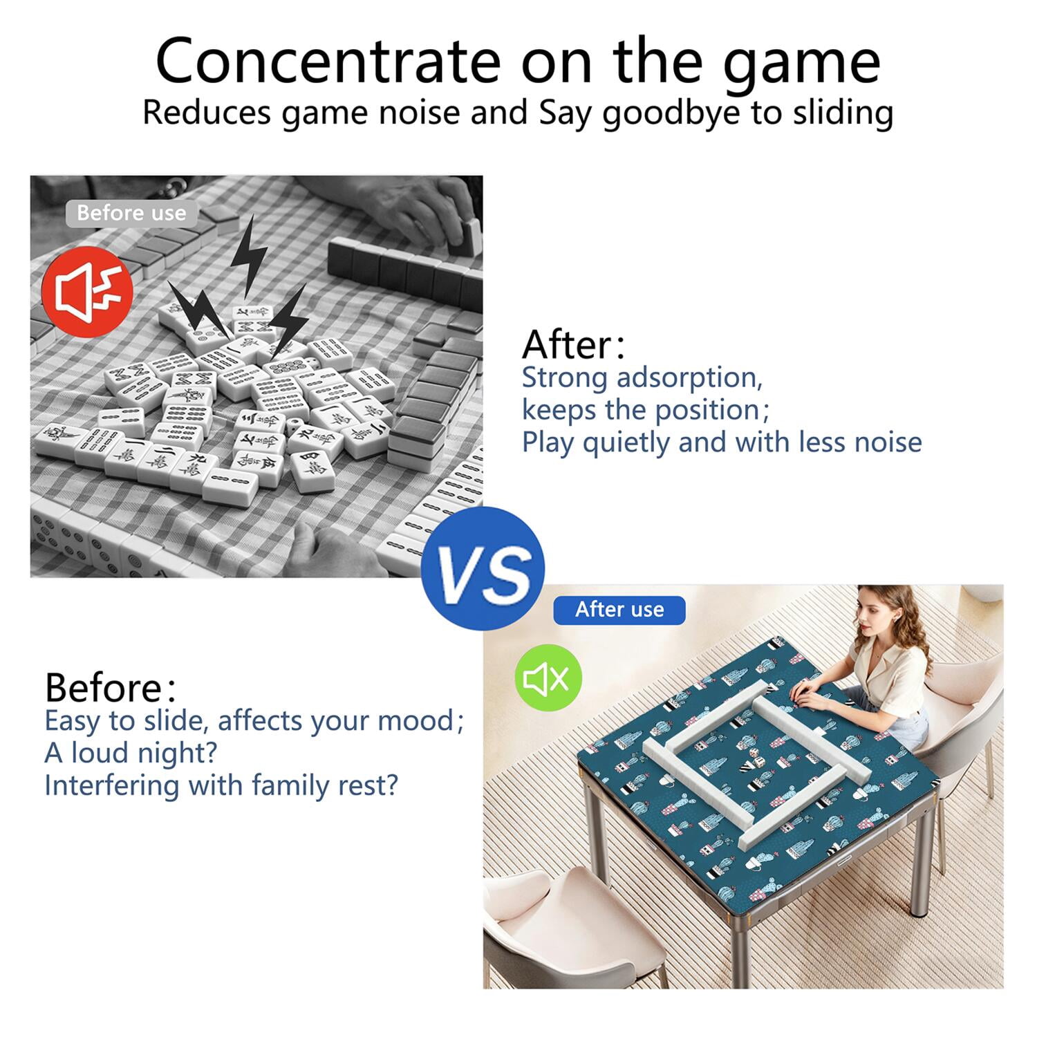 31.5 Inch Plants Style Mahjong Table Cover Made of High Quality Rubber Featuring Anti-Slip Non-Skid Backing and Noise Reducing Properties