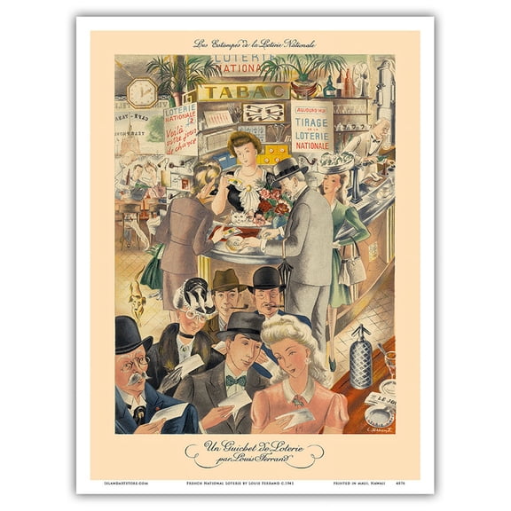 French National Loterie (La Nationale Loterie) - Vintage Advertising Poster by Louis Ferrand c.1941 - Master Art Print (Unframed) 9in x 12in