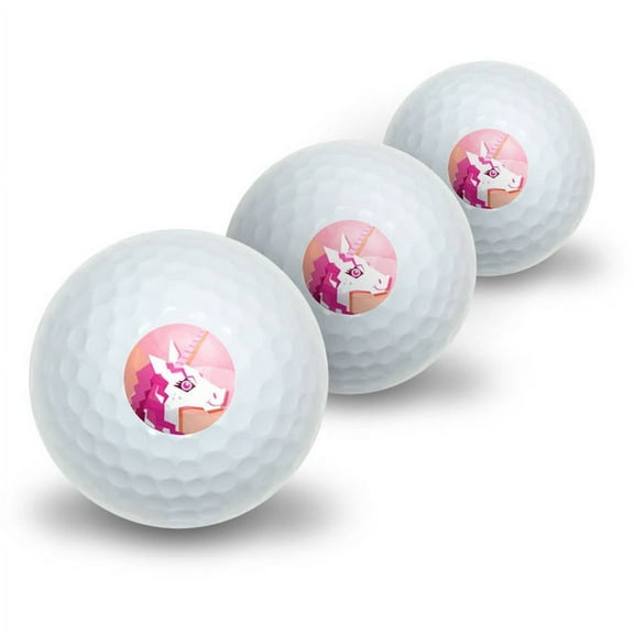 Geometric Unicorn Pink Fantasy Novelty Golf Balls, 3pk