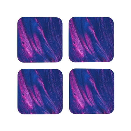 

Fuzoiu Neon Gradient Blue Print Leather Coasters Set Drink Coasters Set of 4 for Tabletop Protection Durable PVC Coasters Home Décor and Housewarming Gift-Square