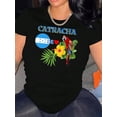 thumbnail image 1 of Camiseta con estampado de loro catracha para mujer, cuello redondo, manga corta, tejido de punto de algodón con elasticidad media, ideal para todas las estaciones., 1 of 6