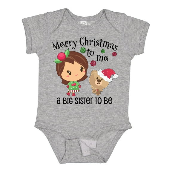 Inktastic Merry Christmas to me, a Big Sister to be Girls Baby Bodysuit