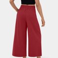 thumbnail image 6 of GaThRRgYP Wide Leg Dress Pants for Women High Waisted,Women's Wide Leg Pants Elastic High Waisted Casual Solid Color Trousers Work Suit Pants with Pockets Wine XL, 6 of 7