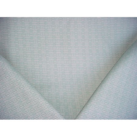 77h7 Jade Green White Greek Key Designer Upholstery Drapery