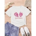 thumbnail image 1 of Cute "SWEET HONEY" And Strawberry Pattern Print Girls' Round Neck Fashion Comfortable Casual T-Shirt for Spring And Summer, a Perfect Gift for Girls' Clothing., 1 of 5