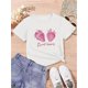thumbnail image 1 of Cute "SWEET HONEY" And Strawberry Pattern Print Girls' Round Neck Fashion Comfortable Casual T-Shirt for Spring And Summer, a Perfect Gift for Girls' Clothing., 1 of 5