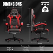 Bigzzia Gaming Chair with Adjustable Headrest & Lumbar Support, Height Adjustable, Red