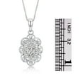 thumbnail image 4 of RYLOS Matching Set Sterling Silver Floral Halo Pendant Necklace & Ring. Gemstone &  Diamonds, 18" Chain. 6X4MM  White Topaz April Birthstone; Size 6, 4 of 6
