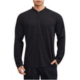 thumbnail image 4 of pstuiky camisetas de hombre Camiseta deportiva elástica de manga larga con cuello en V y medio botón para hombre para entrenamiento de running y fitness con rayas de color liso, 4 of 6