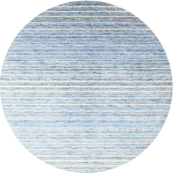 Ahgly Company Indoor Round Contemporary Pale Blue Abstract Area Rugs, 8' Round