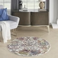 thumbnail image 3 of Nourison Global Vintage 48" Round Fabric Indoor Rug in White/Multi Vintage, 3 of 10