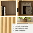 thumbnail image 3 of Joyyskill Fluted Cube Bookcase, Modern Storage Organizer Bookshelf with Open Shelf and Cabinets with Doors, Natural Oak, 3 of 6