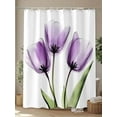 thumbnail image 4 of Purple Tulip Shower Curtain, Image Flower Abstract Transparent Floral Waterproof Shower Curtain Set with 12 Hooks Lightweight Washable Fabric Shower Curtains for Bathroom 60x72 Inches, 4 of 6